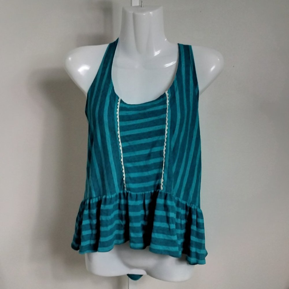 Lucky Brand Blue & Green Striped Racer Back Babydoll Swimsuit Cover NWT Various